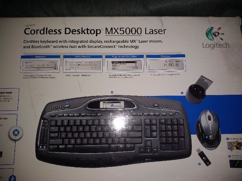 NEW Logitech MX5000 Bluetooth Computer Telework Wireless Keyboard & Mouse Gaming