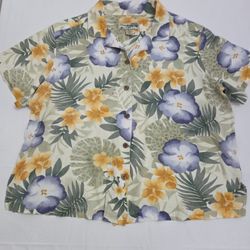 Hawaiian Jacks Cafe Tropical Floral Shirt Button Down 2X