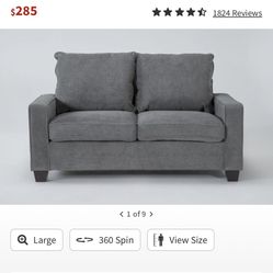 Reid Grey Fabric 65" Loveseat | Track Arms