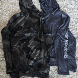2 Reebok Small Hoodie Pullover Cam & Gray