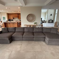 Crate Barrel Lounge Series 5 Sectional Couch Sofa Truffle Color With Double Chase Lounges