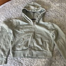 BRANDY MELVILLE Sage Cropped Hoodie Sweatshirt one size