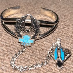 Harley-Davidson Cuff Bracelet W Attached Ring