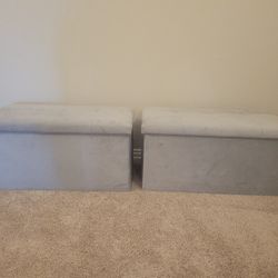2x Velvet Tufted Storage Ottoman, Footrest, or Linen Chest Gray