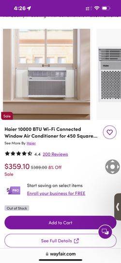 Haier 10000 BTU Air Conditioner WiFi Open Box Like New