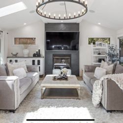 Pair of Modern Gray Tufted Couches – Excellent Condition – $700 for the Set