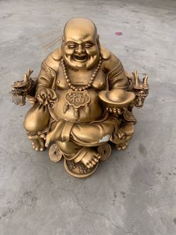 Gold Laughing Buddha Feng Shui Statue