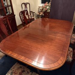 Dining Room Set Complete With Table, Chairs, China Cabinet, And Cabinet.