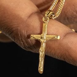 Crucifix Pendant Chain New Gold 