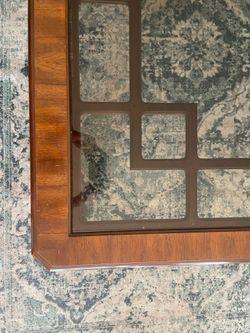 Solid Wood + Glass Coffee Table – 41” Square – $85 (must go)