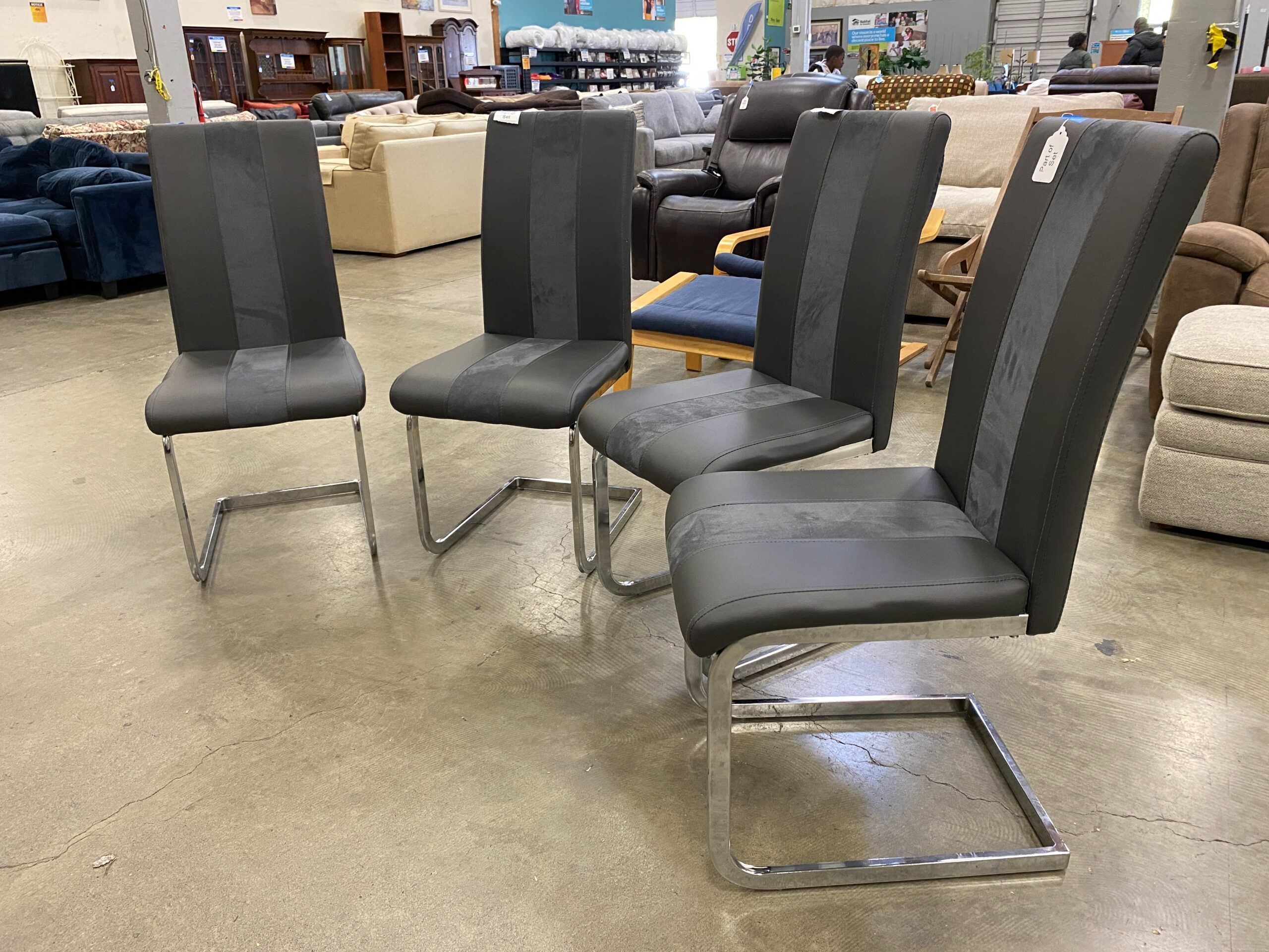 ALTIS Grey Dining Chairs with Metal Base (Set of 4)