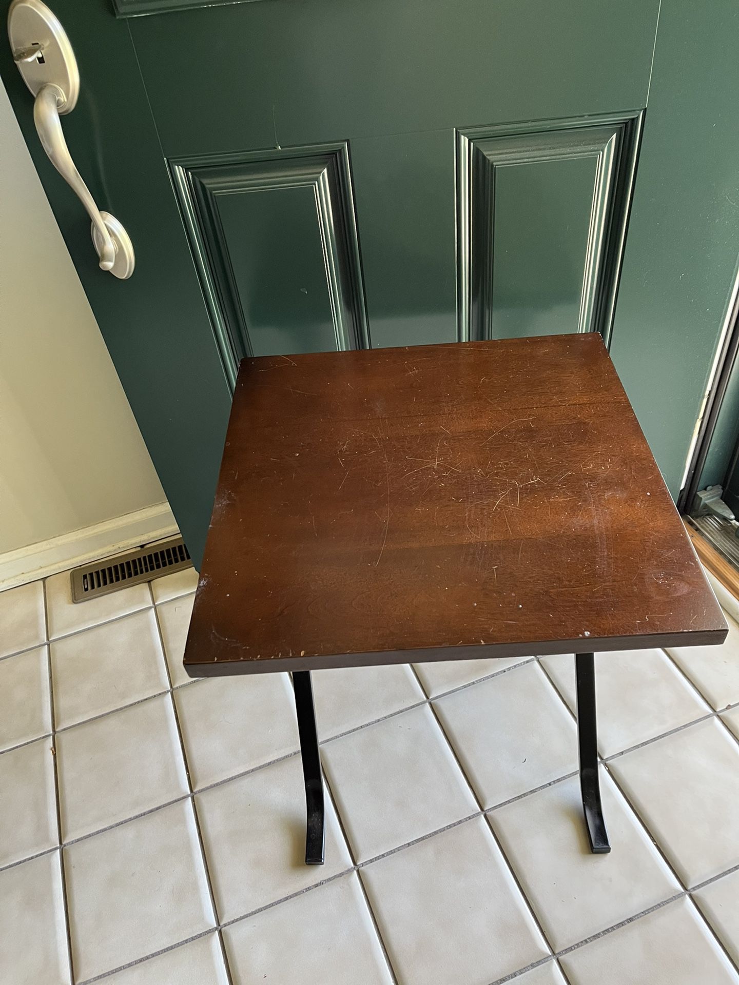 Wood Table With Metal Legs- 20 “ X 20”