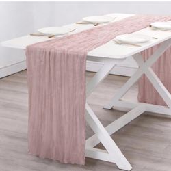 Pink Table Runner Cheesecloth Boho Rustic Gauze 120 inch 10FT Cheese Cloth Runner for Wedding Baby Shower Bridal Shower Garden Party Sheer Birthday Ho