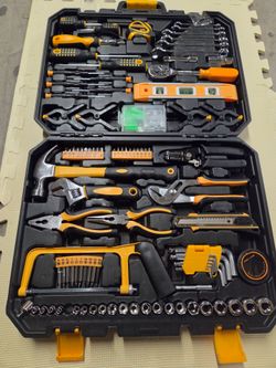 DEKOPRO 228 Piece Socket Wrench Auto Repair Tool Combination Package Mixed Tool Set Hand Tool Kit with Plastic Toolbox Storage Case