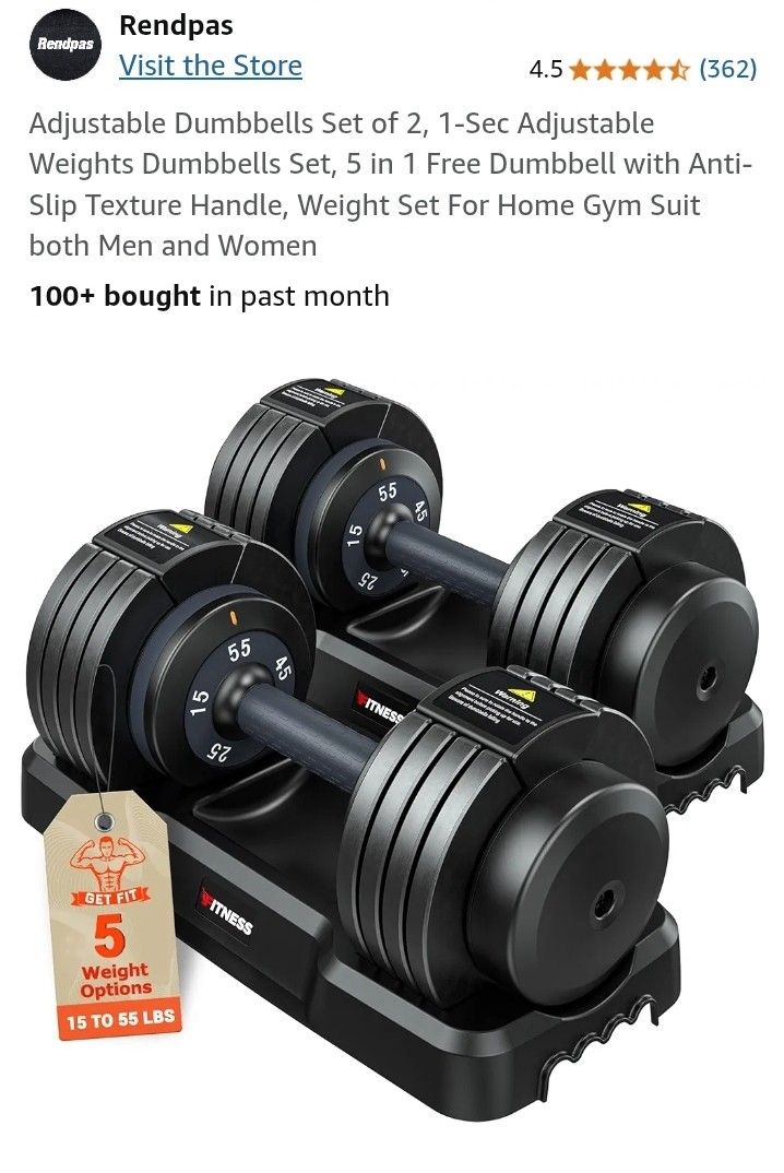 55 lbs Pair of Adjustable Dumbdells Excellent condition