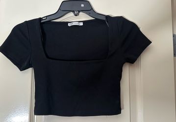 Zara Black Square-Neck Crop Top