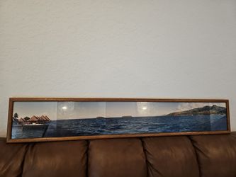 Panoramic Tropical Island Framed Photo Print – Appears to Depict Bora Bora, French Polynesia