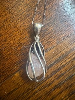 Silver Pendant with Morganite Stone