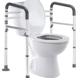 New Toilet Safety Rails, Adjustable Toilet Frame for Elderly, Seniors, Handicap & Disabled, Foldable Handicap Toilet Handles Fit Any Toilets (300 LB)