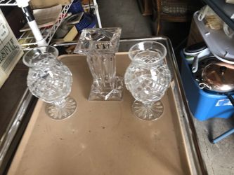 Crystal vaze and crystal candle holders