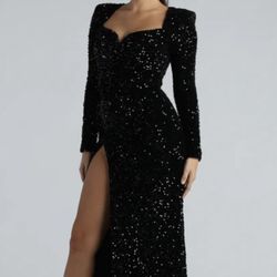 Windsor Brand New With Tags Size M Velvet Sequin Black Dress Formal 
