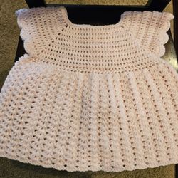Soft Pink Crotchet Baby Dress 