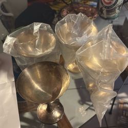 vintage Salem Portugal, Silver Plate, Champagne, Goblets