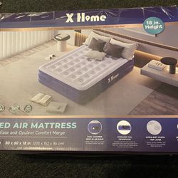 X Home Air Mattress Queen with Built-in Pump, 18" Raised Inflatable Mattress with Dynamic Airflow Coil Technology for Guests, Portable Travel, Camping