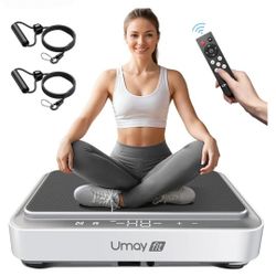 UMAY Fitness Vibration Plate Exercise Machine with Loop Bands, Whole Body Home Exercise for Muscles Strength, Blood and Lymph Circulation Improvement,