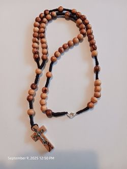 Olive Wood Rosary Necklace