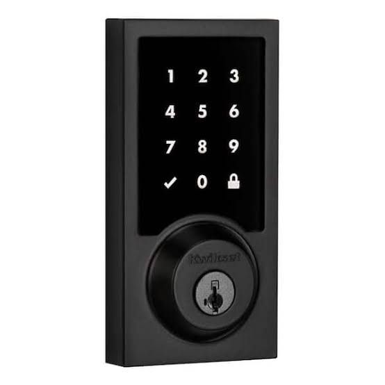 Kwikset SmartCode 915 Touchscreen Contemporary Matte Black Single Cylinder Keypad Electronic Deadbolt Featuring SmartKey