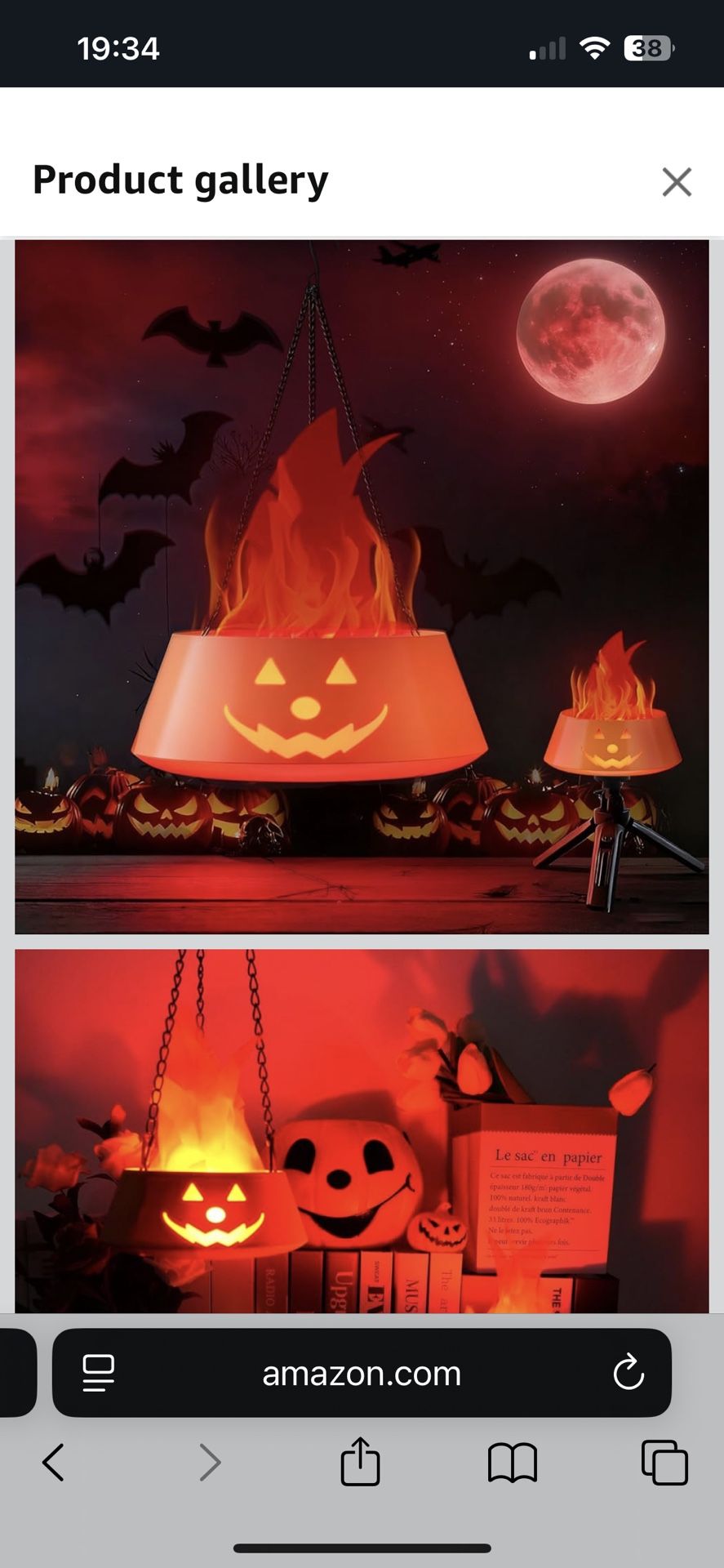 Halloween Decorations Indoor Outdoor, Collasis Halloween Decor Pumpkin Lights Hanging 3D Fake Fire Effect Lamp, Vintage Table Decor Lighting Lanterns