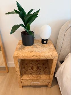 Solid Burl Wood Nightstand