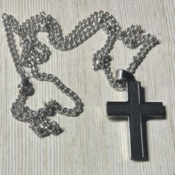 Stainless Steel Cross Necklace 23 in