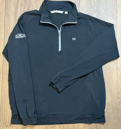 TravisMathew Valiant Mens XL Black 1/4 Zip Golf Pullover Northgate Market #15B