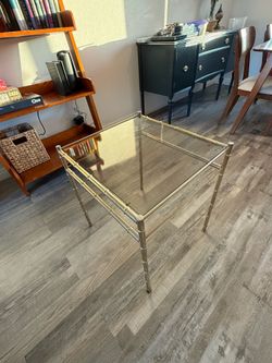 Vintage brass and glass side table
