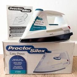 Adjustable Dual Steam & Dry Proctor Silex Easy Press Lightweight Iron Model 17300