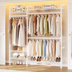 H2 Plus Expandable Wall Mounted Closet System Clothes Rack Black