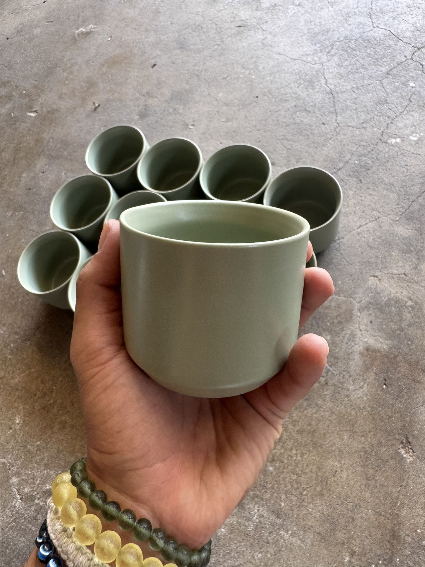 Green Candle Holders / Plant Pots