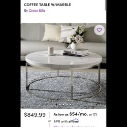 CB2 marble coffee table