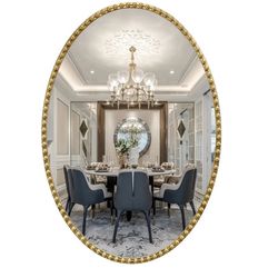 JIINGYO Vintage Gold Oval Mirror, 22x32 Inch