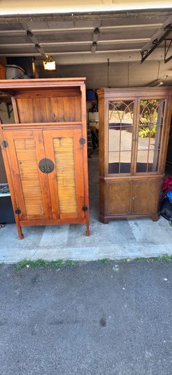 Rattan Style Armoire Hutch