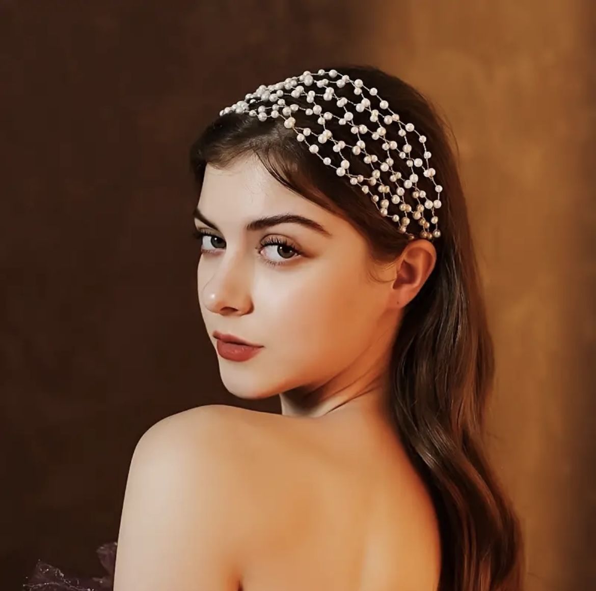 Brand New Romantic Beaded Grid Bridal Hairband