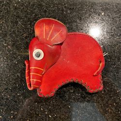 Elephant Leather Coin Purse Red 