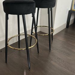 2 Black Bar Stools 