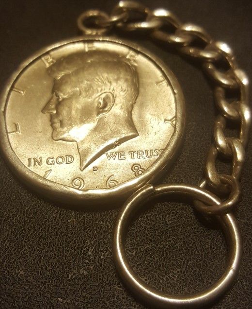 Vintage Silver Keychain Kennedy Coin