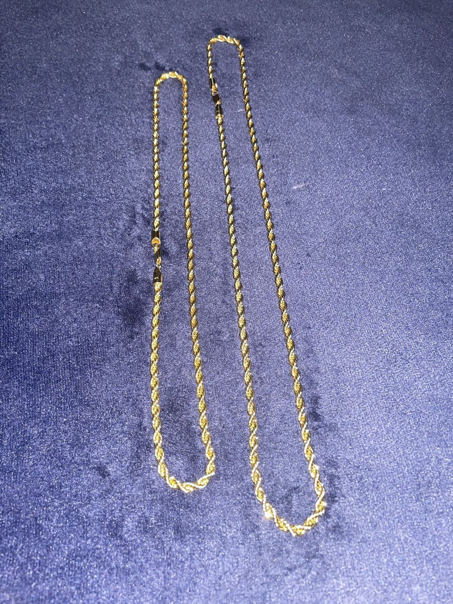 14k gold rope chain set - 24in & 20in