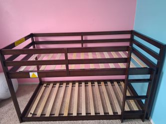 Wood Twin Bunk Bed Frame with Ladder