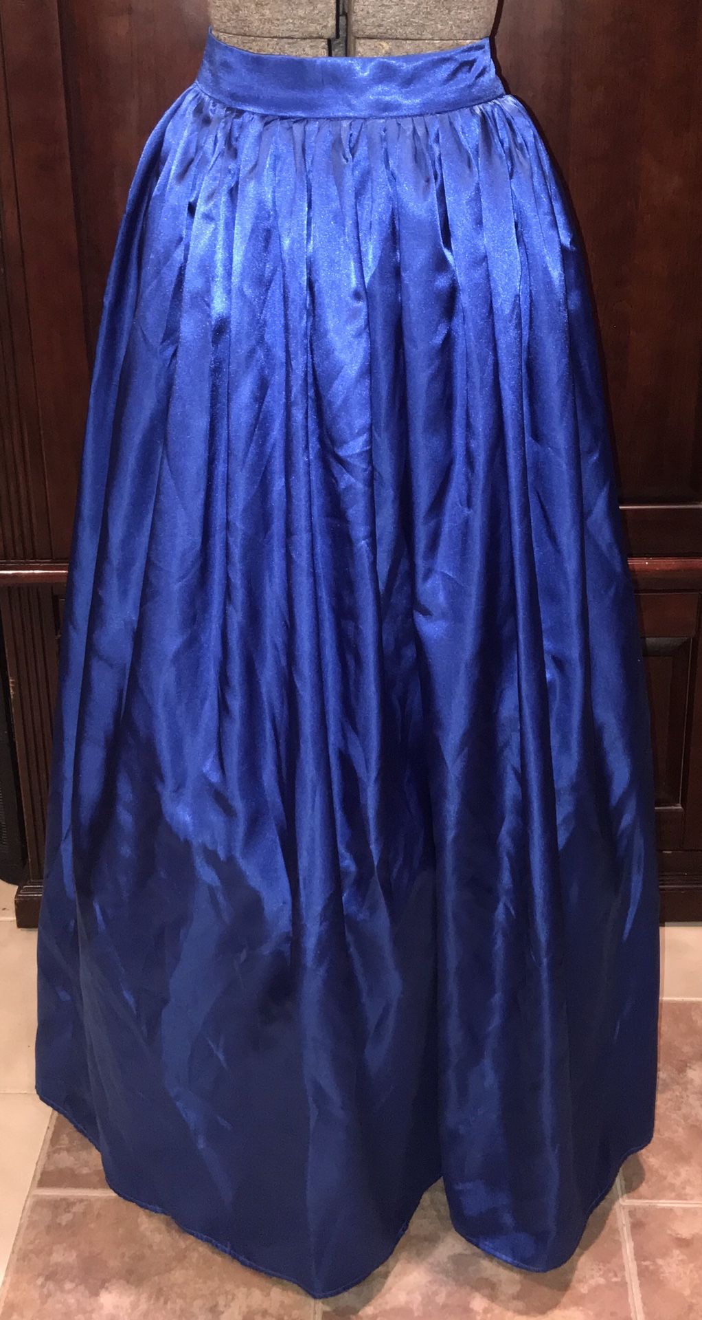 Tailored made satin Royal blue skirt