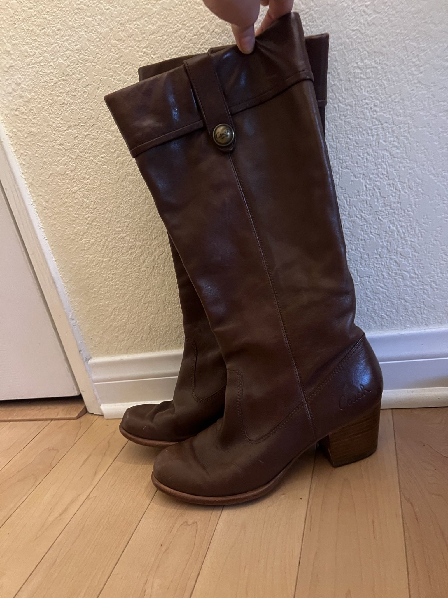 Coach Heeled Leather Boots